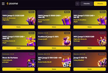 Zoome Casino - page promotionnelle