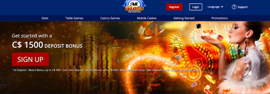 All Slots casino - registration process step 1