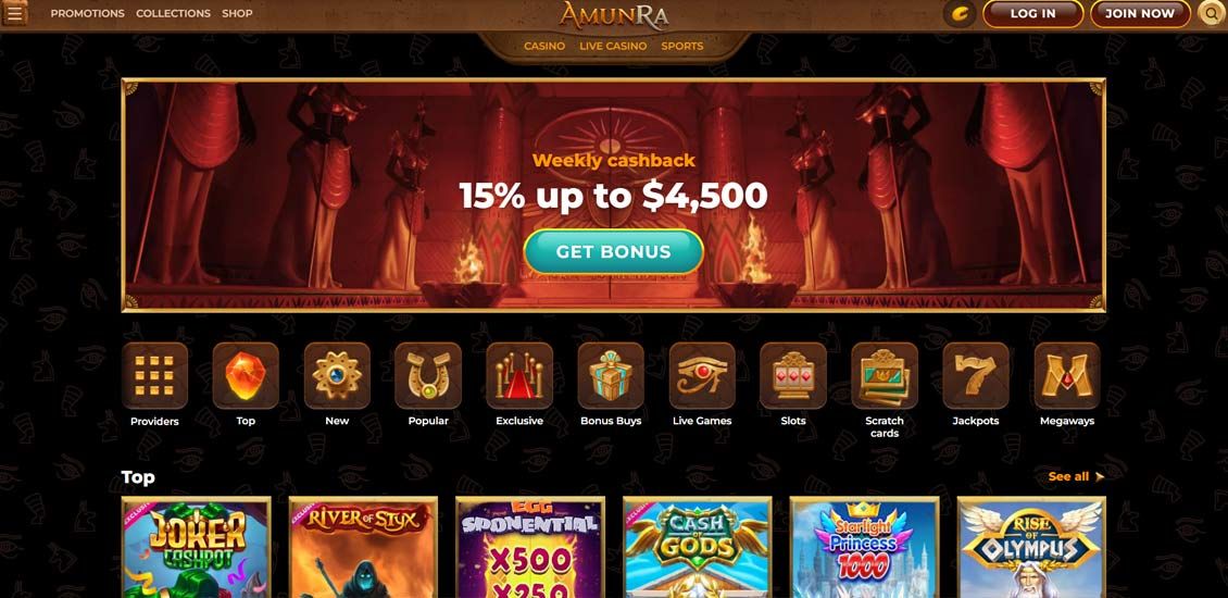 Amunra Casino main page
