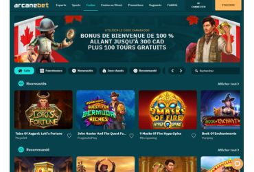 Arcanebet Casino - page d'accueil