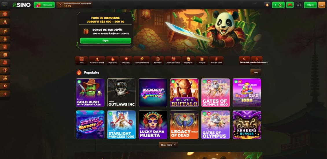 Image de la page principale de Asino Casino