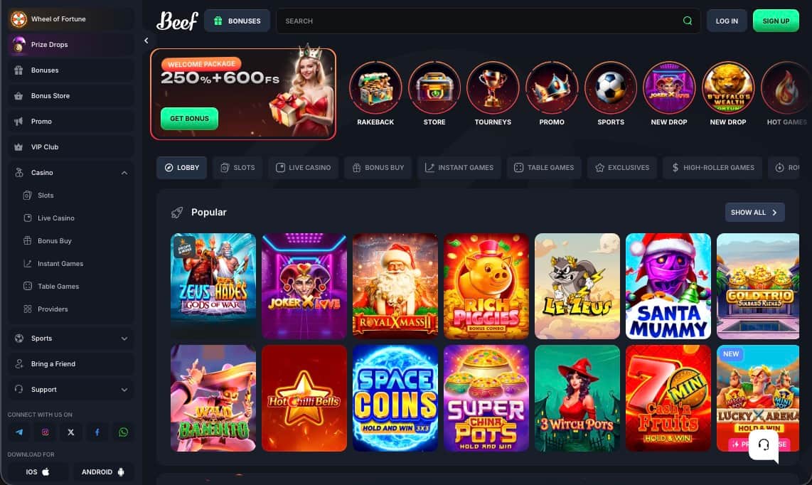 Beef casino main page