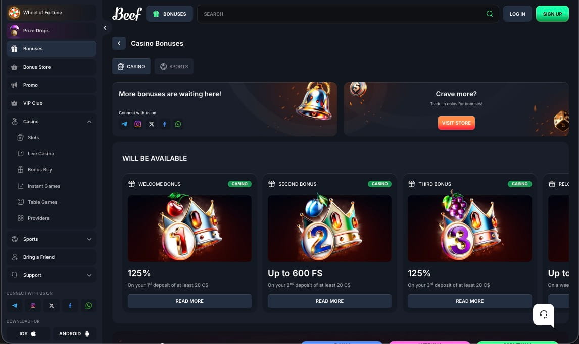 Beef casino promotions page