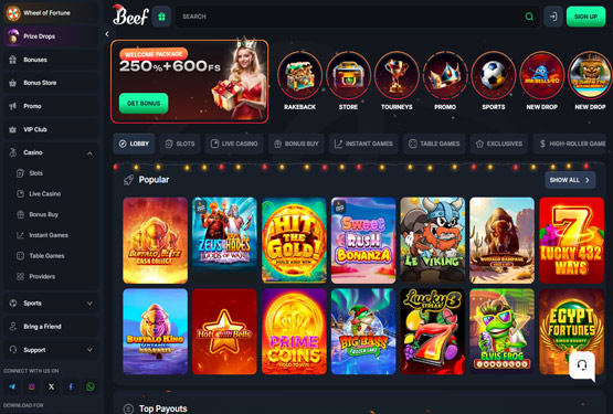 Beef casino main page