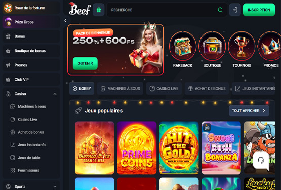 Page principale du casino Beef