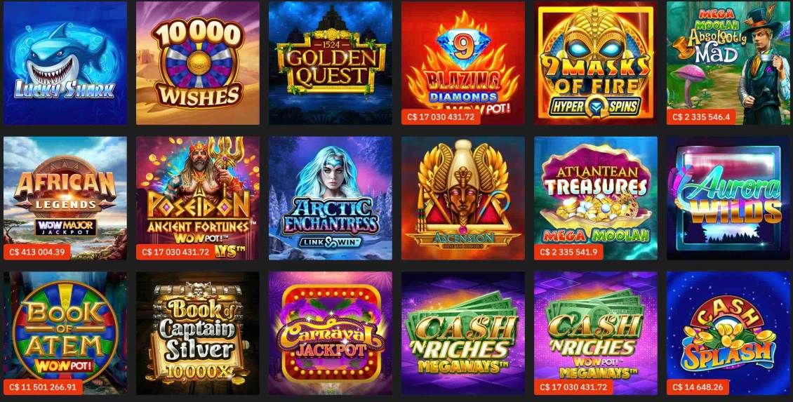 List of jackpot slot games at Belabet Casino