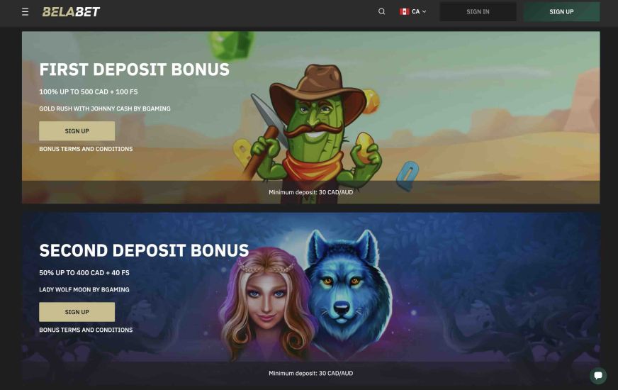 Image of promotion page of Belabet Casino