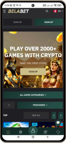 Mobile screenshot of the Belabet Casino main page