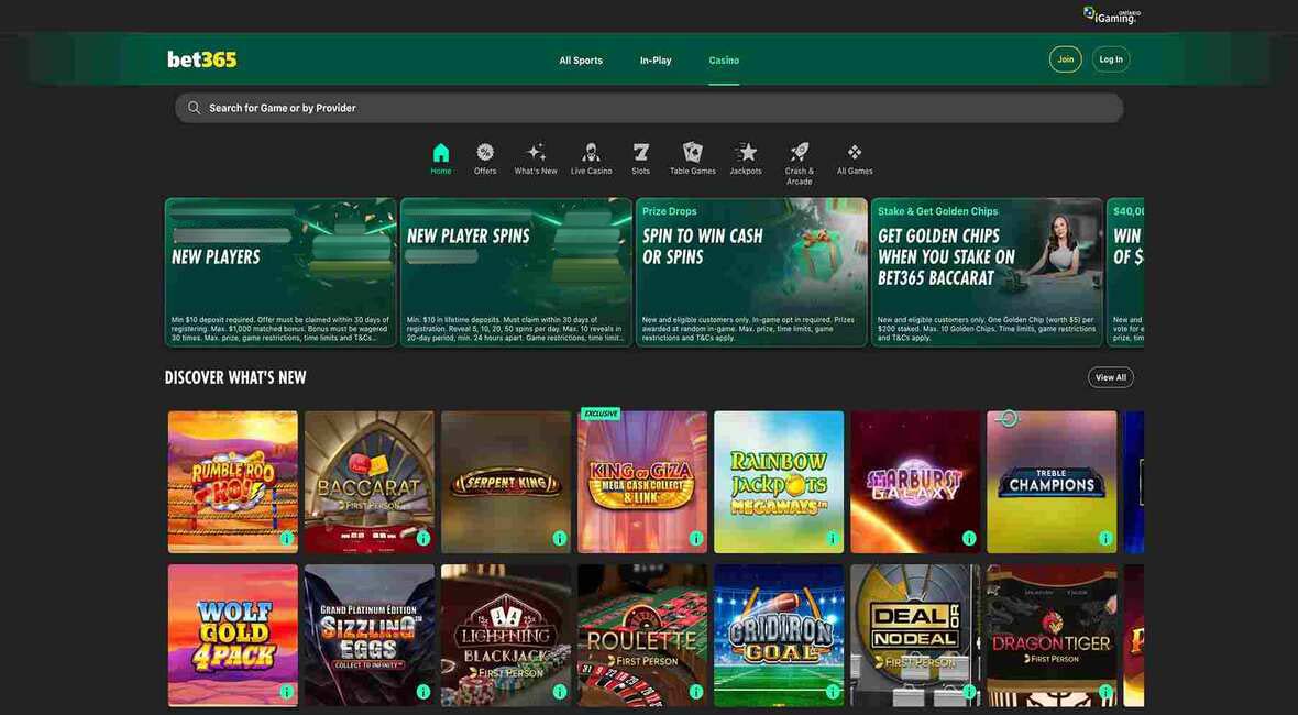 bet365 casino main page