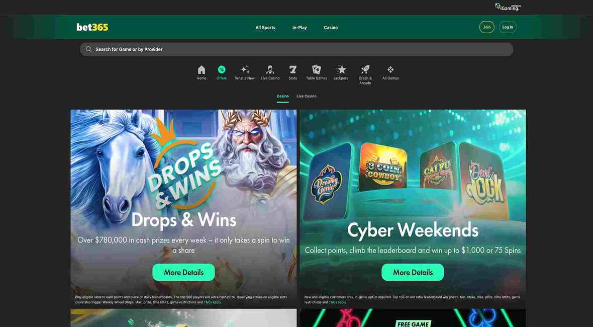 bet365 casino promotions page