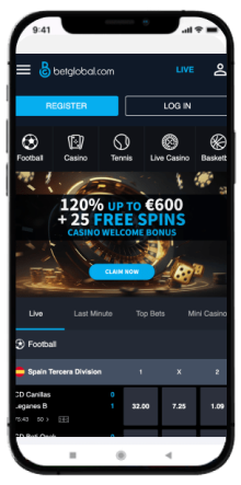 BetGlobal Casino Site on the Mobile Screen