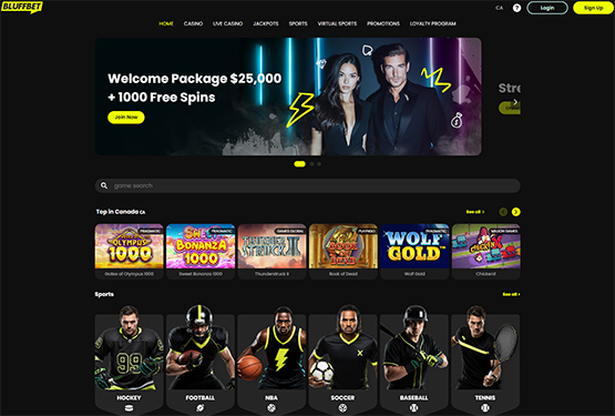 Bluffbet casino main page