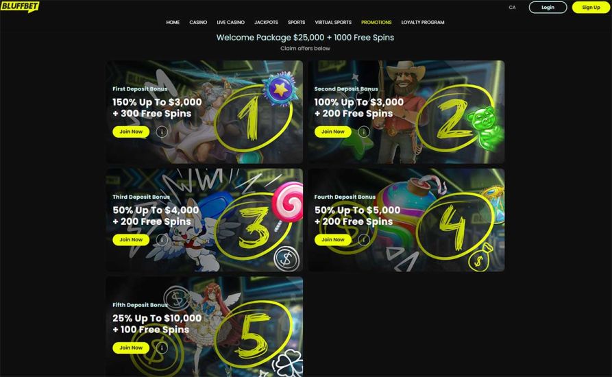 Image of promotion page of Bluffbet Casino