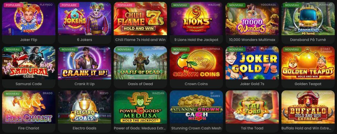 Liste des jeux de machines à sous sur Bluffbet Casino