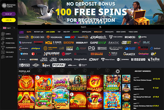 BonanzaGame casino main page