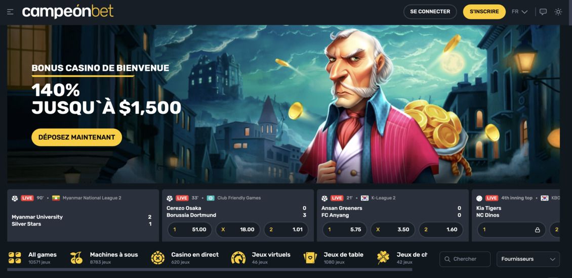 Page principale de Campeonbet Casino