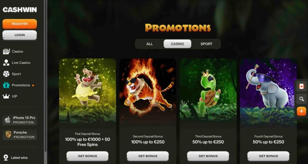 Image of promotion page of Cashwin Casino