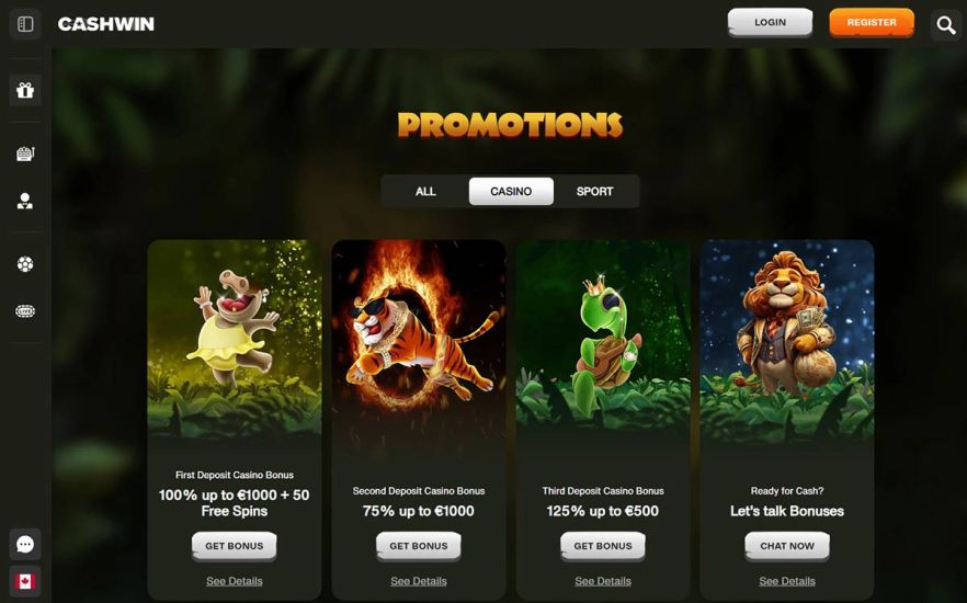 Image of promotion page of Cashwin Casino