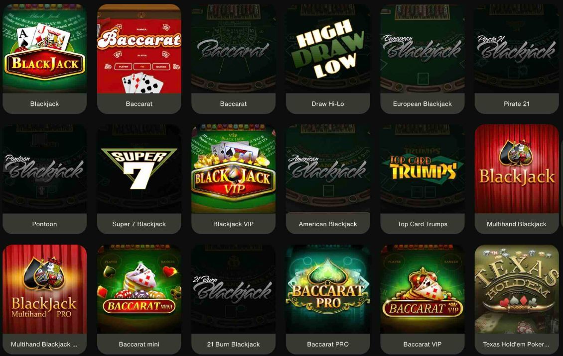 List of table games at Cashwin Casino
