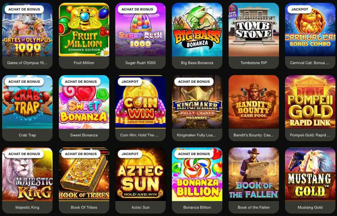 Liste des jeux de machines à sous sur Cashwin Casino