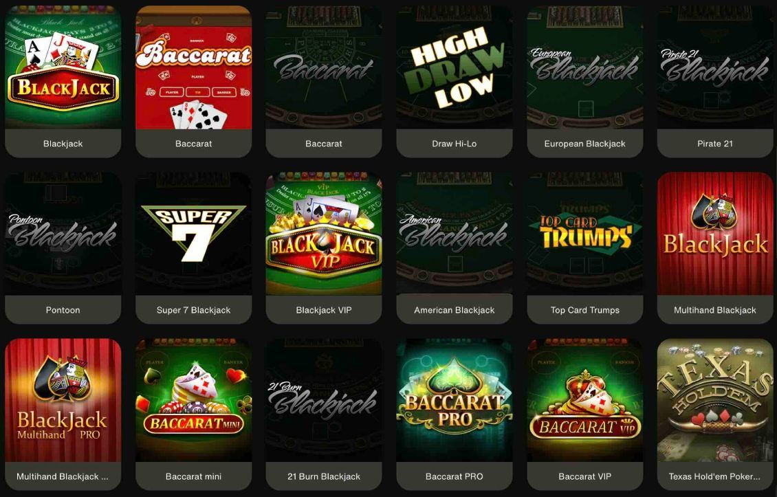 Liste des jeux de table sur Cashwin Casino