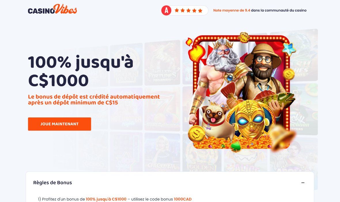 Offre spéciale de bienvenue de CasinoVibes