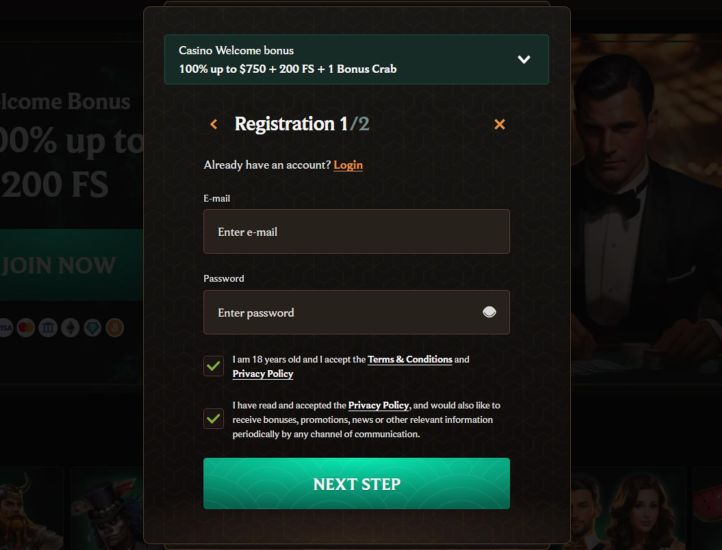 Screenshot of Crownplay Casino registration process - step 3