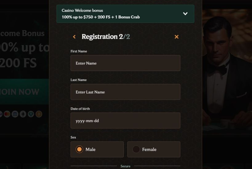 Screenshot of Crownplay Casino registration process - step 4