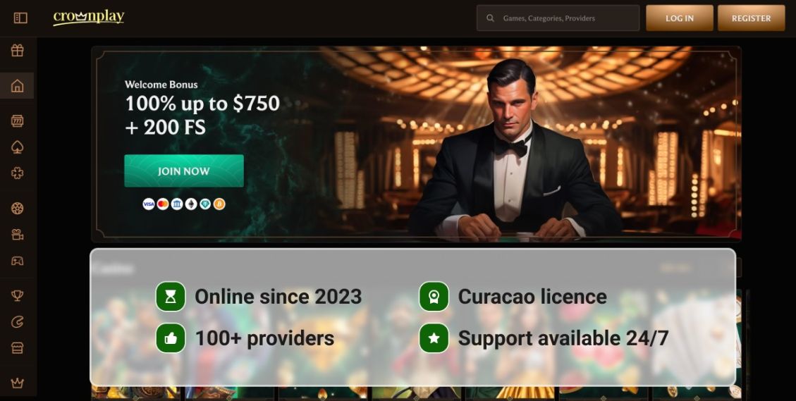 Image highlighting basic information about Crownplay Casino