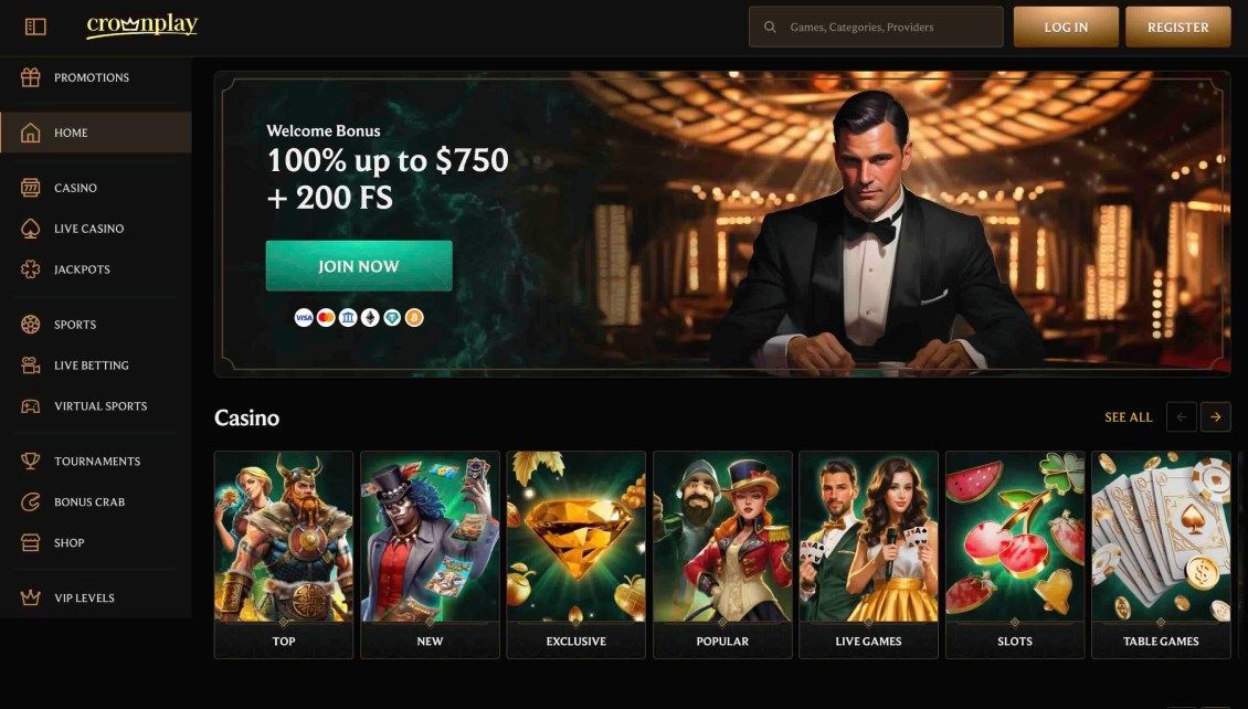 Image of main page of Crownplay Casino