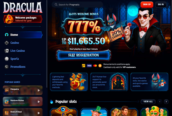 Dracula casino main page