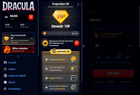 Dracula casino vip page de programmation