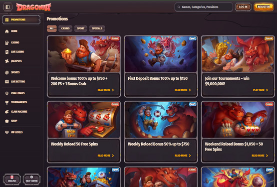 Dragonia casino promotions page