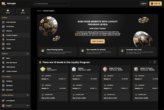FairSpin casino - loyalty program