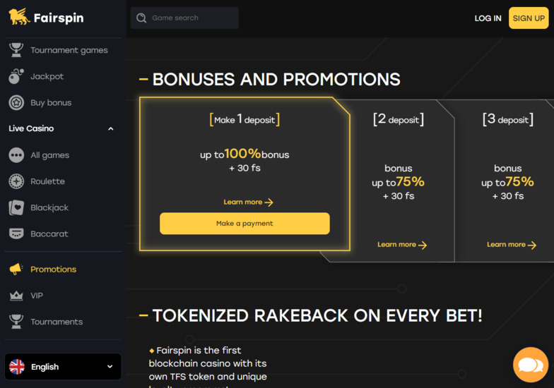 FairSpin casino - promotions