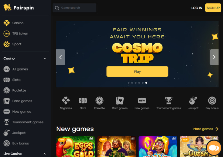 FairSpin casino - main page
