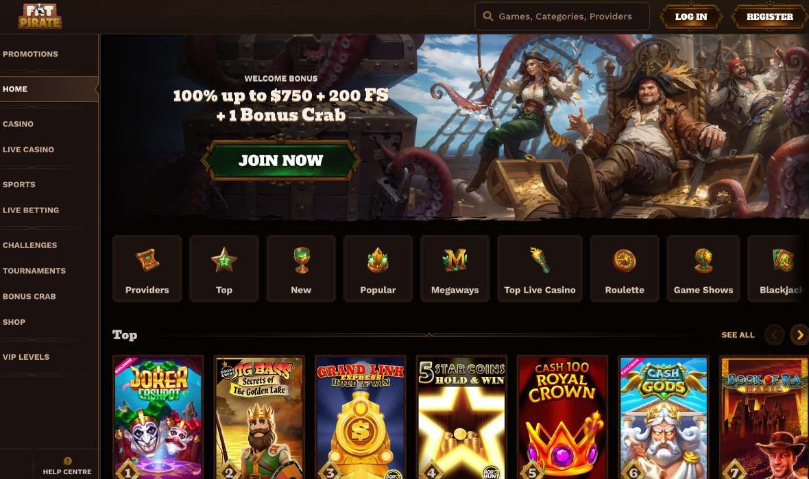 Fatpirate Casino main page