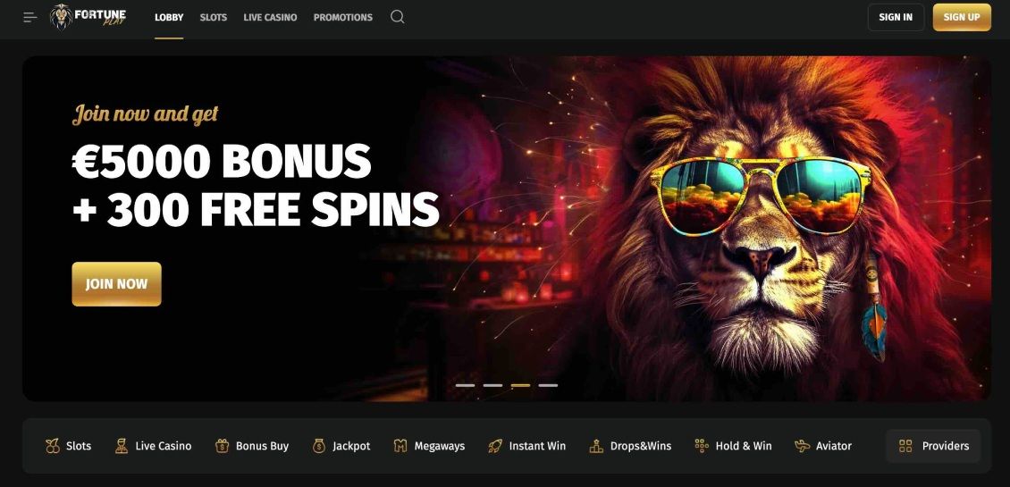 Image of main page of FortunePlay Casino