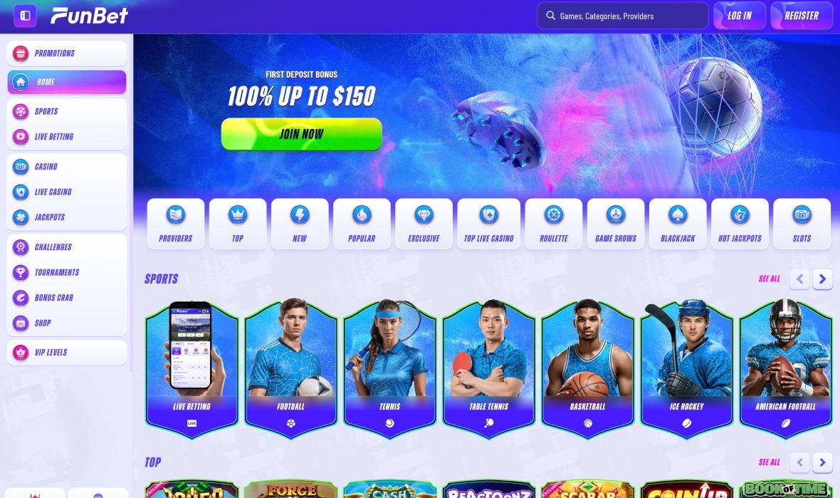 Funbet casino main page