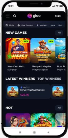 Mobile screenshot of the Gioo Casino main page
