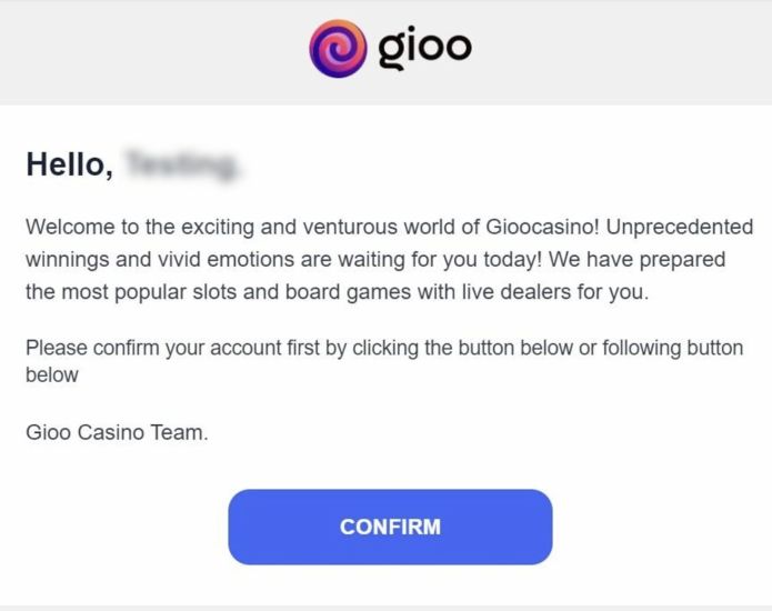 Screenshot of Gioo Casino registration process - step 6