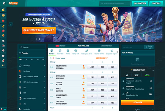 Page principale du casino Golisimo