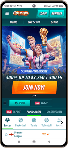 Mobile screenshot of Golisimo Casino main page