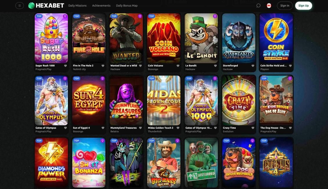 List of available games at Hexabet Casino