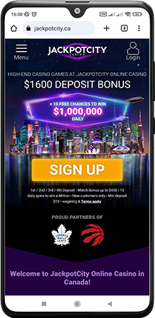 Jackpot City Casino Site on the Mobile Screen