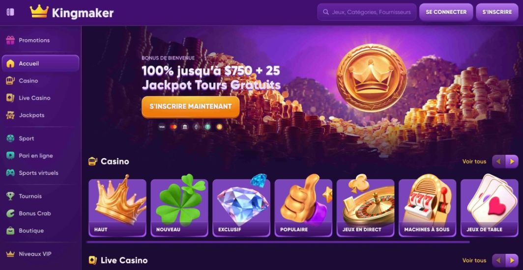 Procédure d'inscription au Kingmaker Casino, étape 1