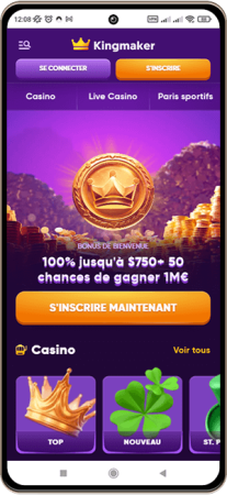 Kingmaker Casino sur écran mobile