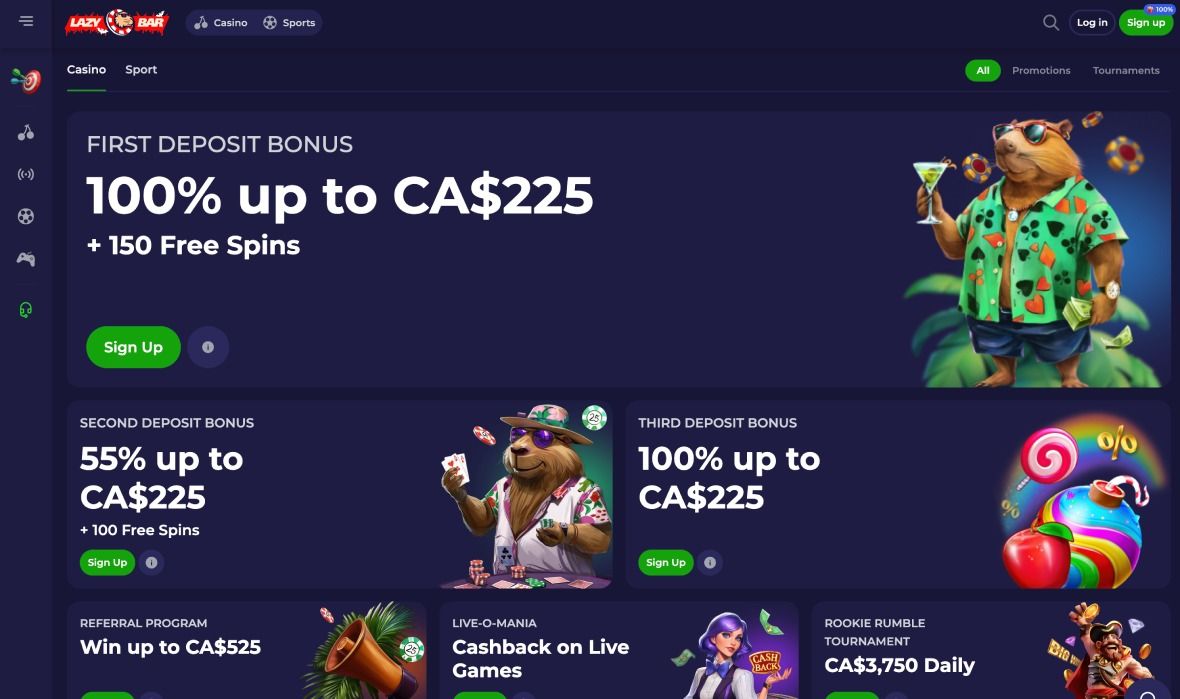 Lazybar casino promotions page