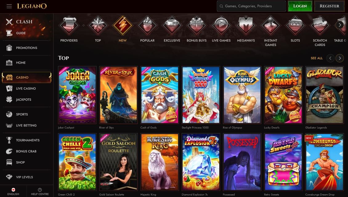 Legion Casino Games Page