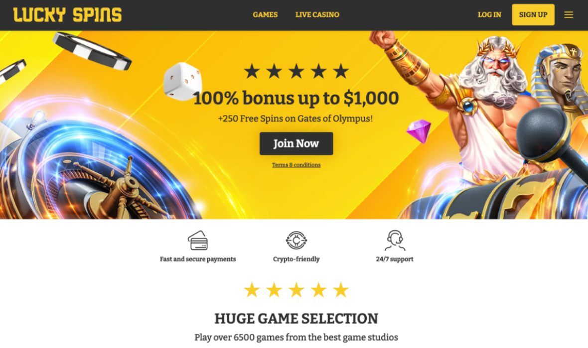 LuckySpins main page